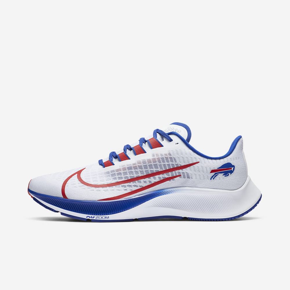 Chaussure De Running Nike Air Zoom Pegasus 37 (Buffalo Bills) Blanche 8679-210 White/Pure Platinum/Old Royal/University Red Homme | ZMP-04165300